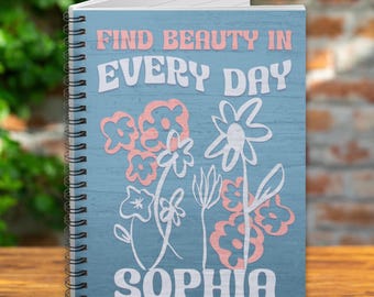 Personalized Notebook for Her - Women and Teens  - Custom Journal  - Friend Gift - Spiral - Ruled Lines