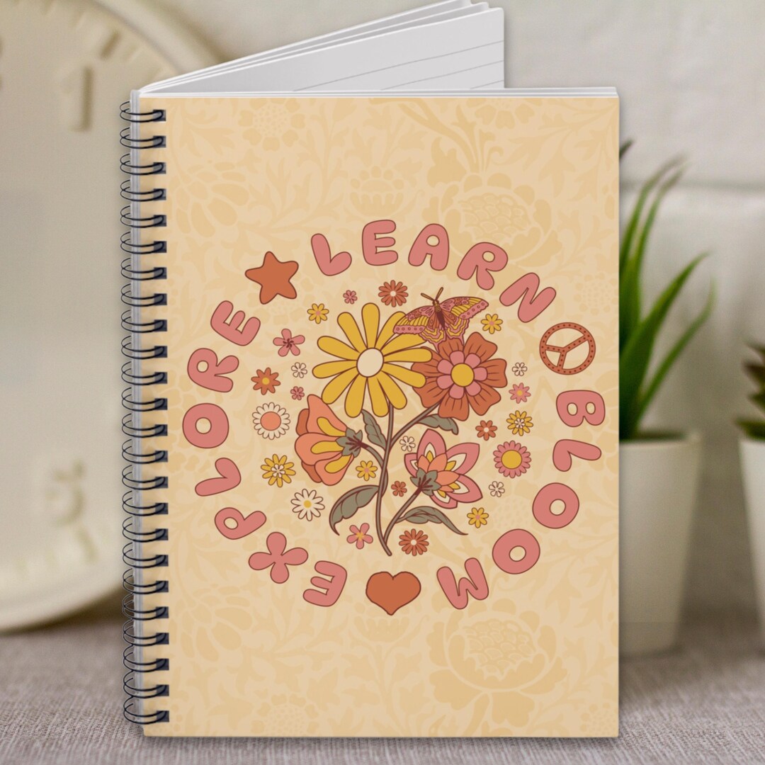 Retro Boho Spiral Notebook Journal, Inspirational Notebook for Woman ...
