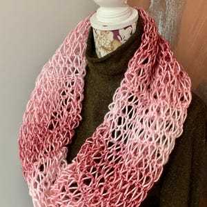 Pink blush handknitted infinity scarf neck warmer cowl