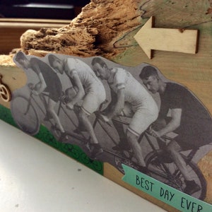 Huon Pine Recycling Holz Tisch Kunst, Liebe zum Radfahren Kunstwerk