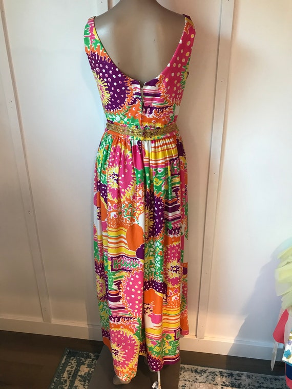 1960’s psychedelic maxi dress with jeweled belt - image 2