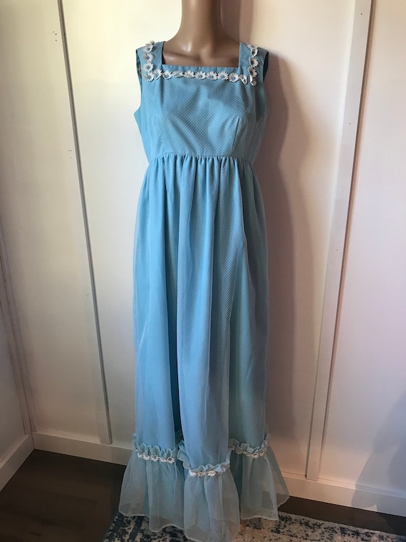 Light blue swiss dot maxi dress