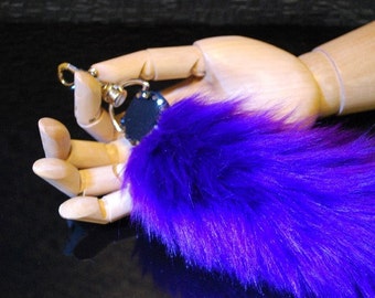 FAUX FUR TAIL- purple keychain / pursecharm