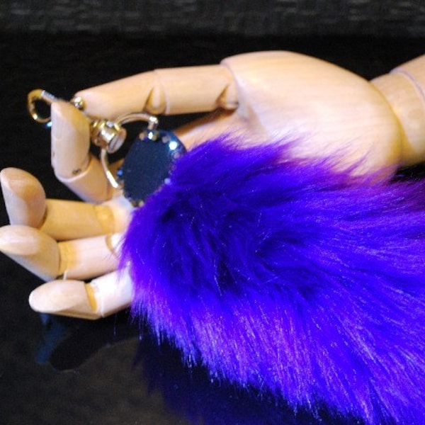 FAUX FUR TAIL- purple keychain / pursecharm