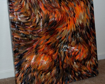 Abstract, mixed media collage on canvas- 20x20