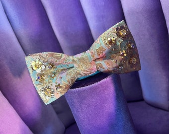 Spring Meadow Embroidered Bow Tie on Adjustable Strap