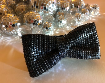 Black ChainMail Bow Tie with Adjustable Strap