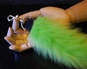 Faux fur lime green keychain/ pursecharm
