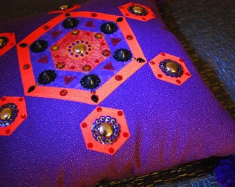 Purple Geometric Couture Pillow