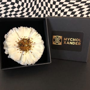Hair Flower Clip with Handsewn Crystals and Beads in Gift Box