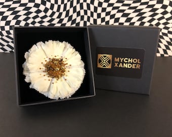 Hair Flower Clip with Handsewn Crystals and Beads in Gift Box