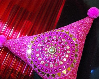 Pink Corduroy Triangle Medallion Pillow