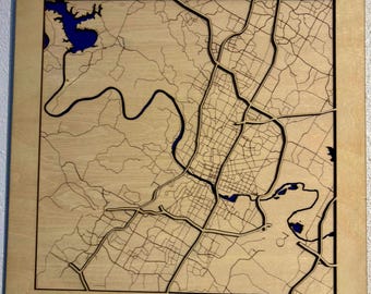 Custom Laser Cut City Map (Coaster or Wall Art)