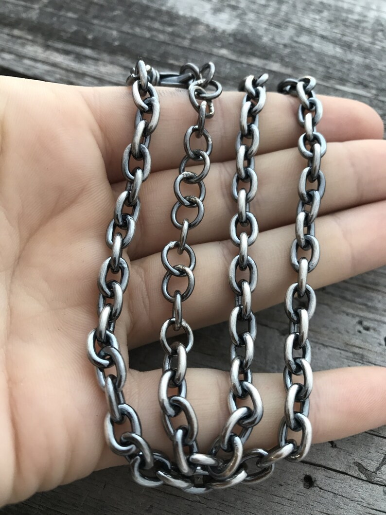Sterling Silver Chain Mens Sterling Silver Chain Handmade by Etsy