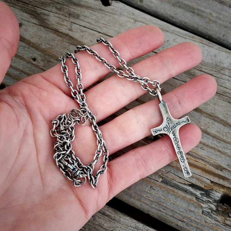Sterling Silver Cross Necklace Cross Pendant Handmade Wild Etsy