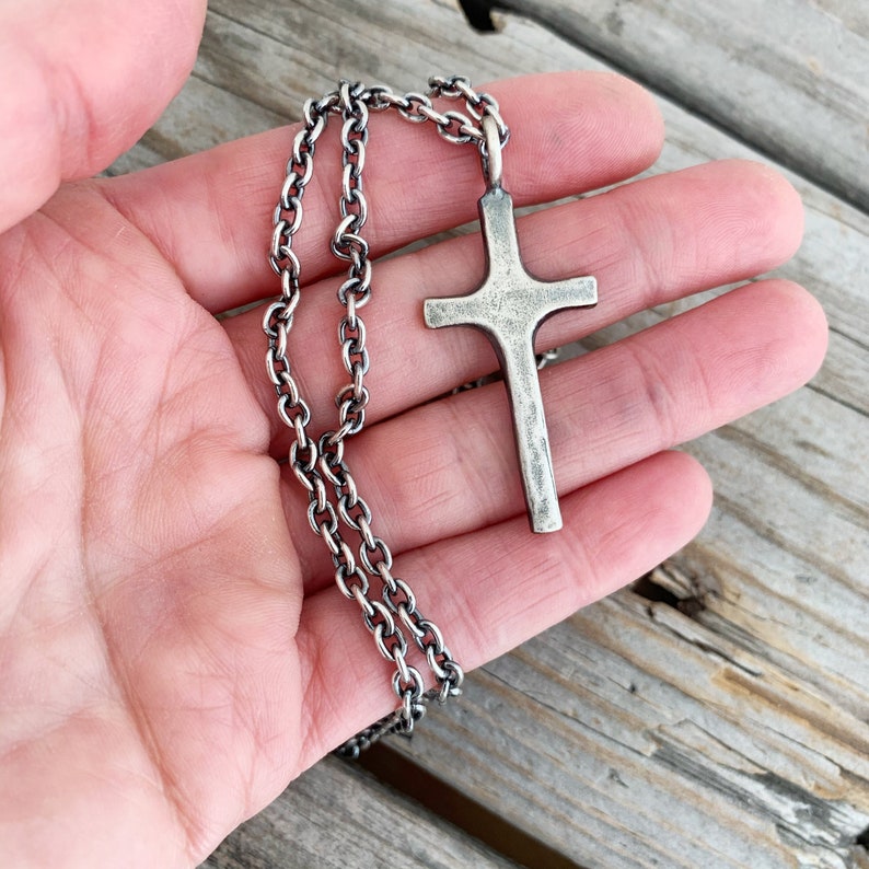Sterling Silver Cross Necklace Cross Pendant Handmade Wild Etsy