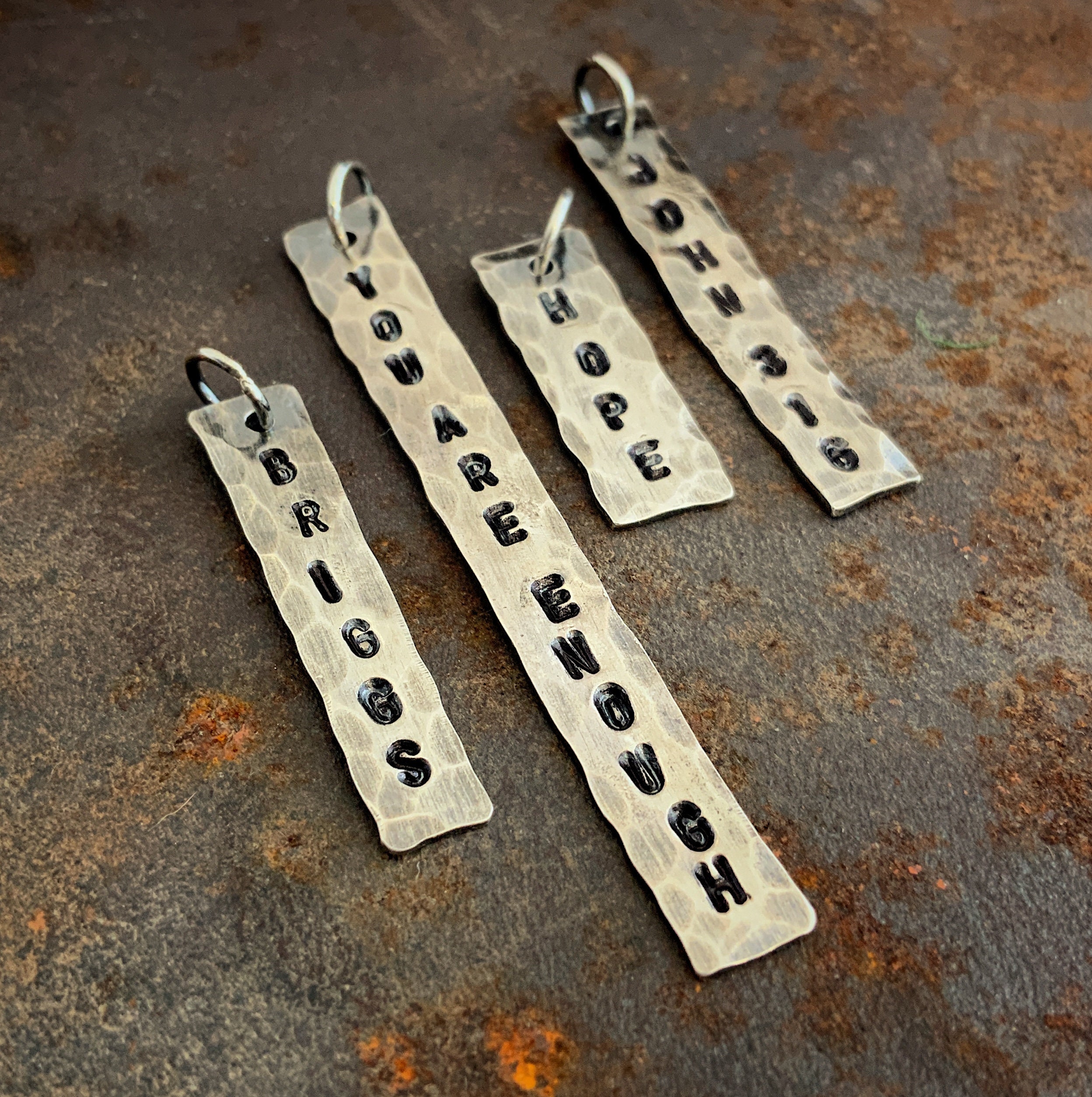 Sterling Silver Custom Stamped Tag Sterling Silver Tag Etsy