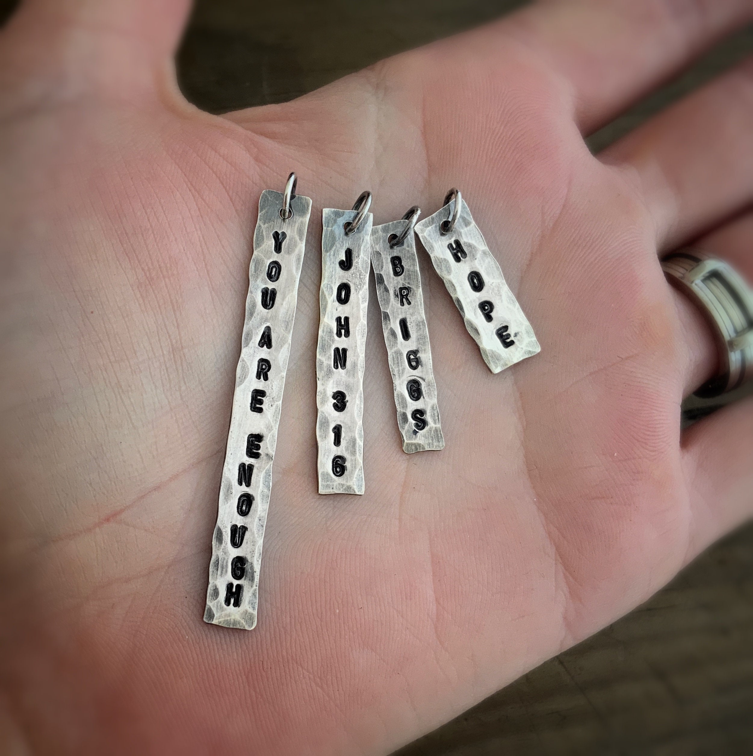 Sterling Silver Custom Stamped Tag Sterling Silver Tag Etsy