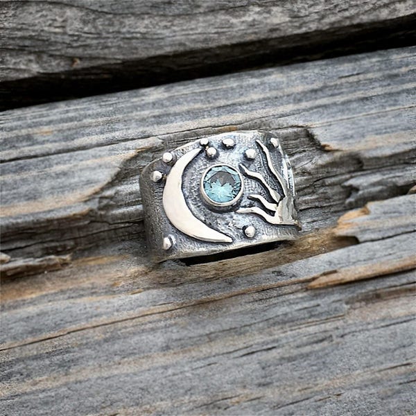 Sterling Silver Sun Moon Stars Ring Handmade Wild Prairie Silver Jewelry By Joy Kruse