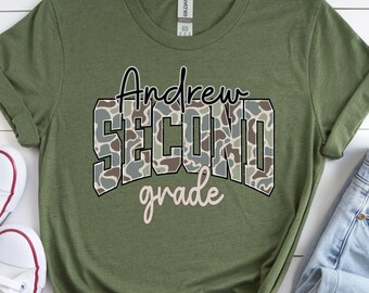 Custom 2nd Grade Camo Shirt: Back to School Tee