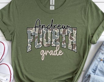 Custom 4th Grade Camo Kids Shirt: Back to School Tee