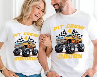 Custom Monster Truck Birthday Boy Shirt: Pit Crew Family Matching