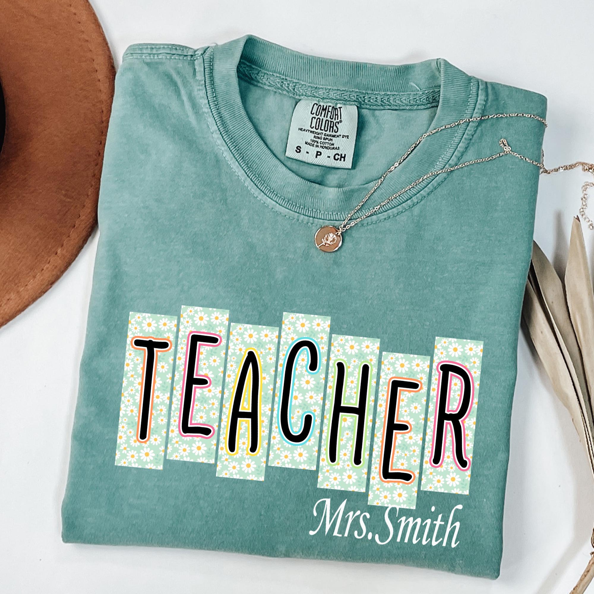 Custom Teacher Name Shirt: Floral Back to School Tee