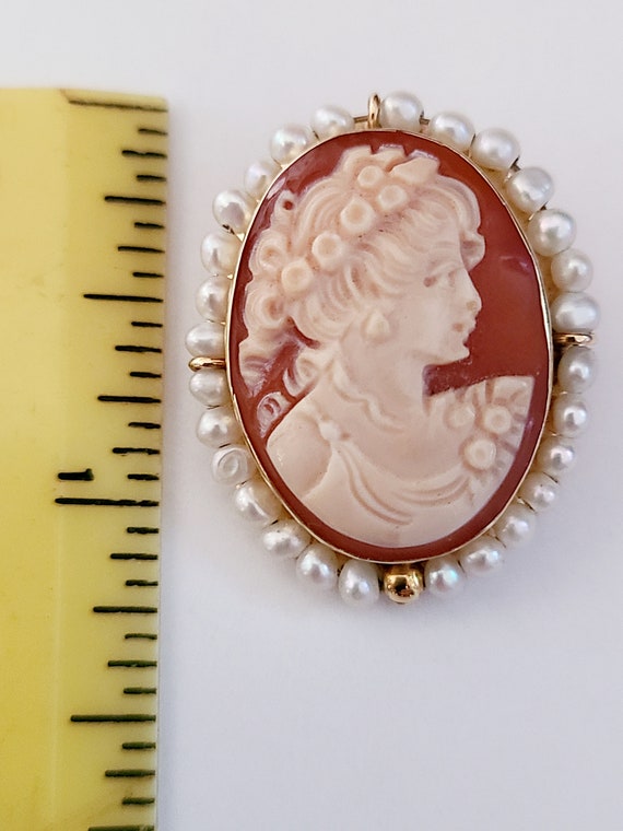Vintage Italian Shell Cameo Pin/Pendant (Signed) - image 5