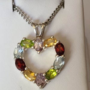 Gemstone Heart in Sterling Silver