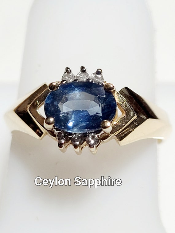 VINTAGE Ceylon Sapphire/Diamond Ring