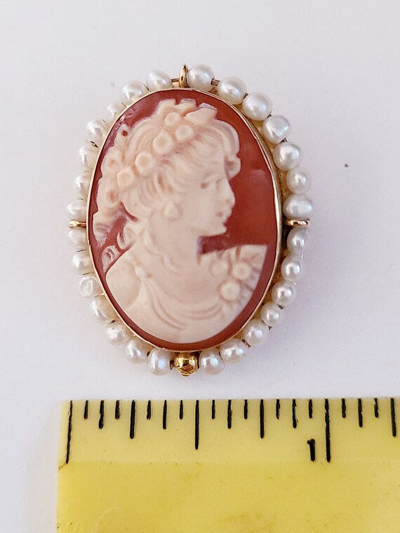 Vintage Italian Shell Cameo Pin/Pendant (Signed) - image 6