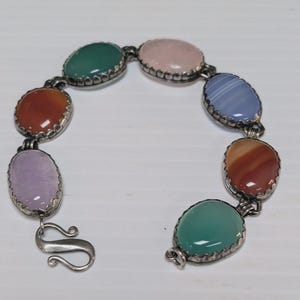 Vintage Sterling Silver Multi-Gemstone Bracelet