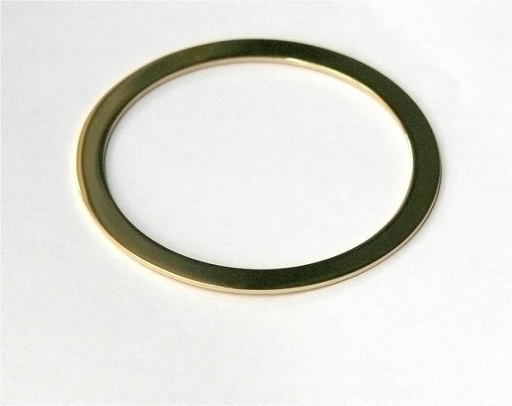Gold STAINLESS STEEL vacuum plated stamping blank disc bangle bracelet. Flat washer donut shape. Non-tarnish. For custom hand-stamping (WD38