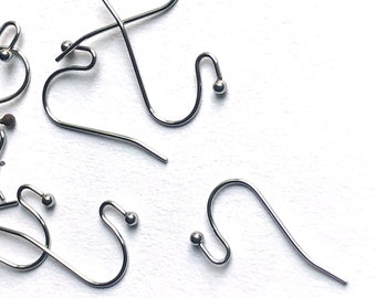 French ear wires, fishhook earring hooks with ball, 50 pieces, Silver-plated brass, lead free. Approx. 22mm. Makes 25 pairs (wd8-a)