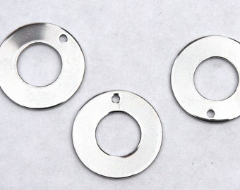 Stainless Steel Stamping Blank Tag, Washer, 20mm round. Engraving, hand-stamped jewelry, initial charms, mother jewelry. Blank tag. (WD7-1e)