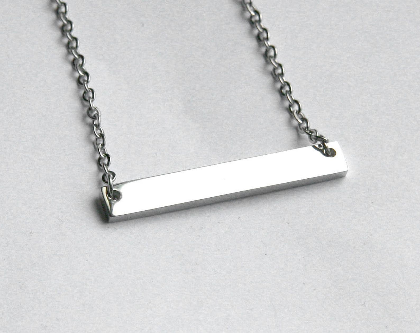 Stainless Steel Bar Necklace Pendant With Stamping Blank Tag Etsy