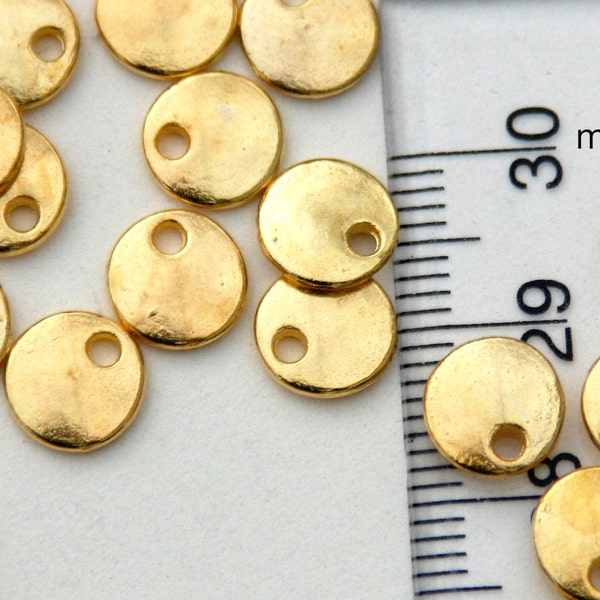 Tiny Gold tone Stamping Blank. 8mm. Stamping tag, round. So cute! For hand-stamped jewelry, initial charms. Blank tag. QTY 30 (yb89)