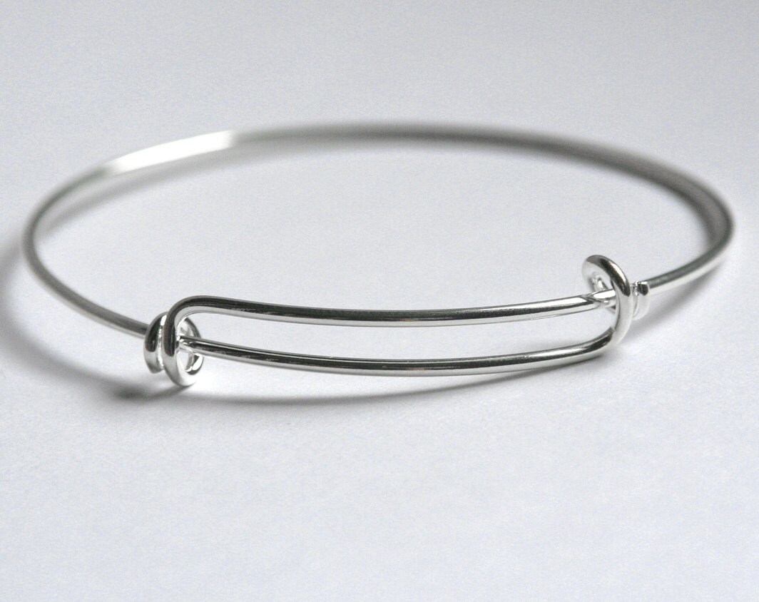 QTY 5 SHINY Silver bangle bracelet for charms. Adjustable, silver wir…
