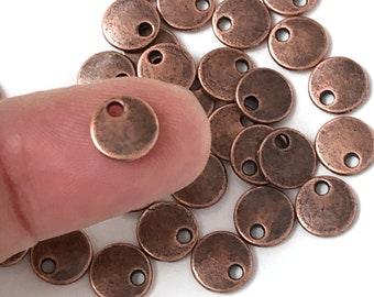 Tiny Antiqued Copper tone Stamping Blank. 8mm. Stamping tag, round. So cute! For hand-stamped jewelry, initial charms. QTY 30 or more (yb89)