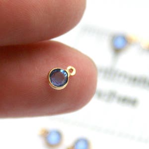 TINY 4mm Swarovski birthstone charms, channel drops . GOLD PLATED Birthstone dangles. Crystal in channel bezel setting. Birthday (WD2)