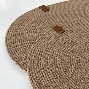 Washable Oval Cotton Rope Placemats – Heat Resistant Dining Table Mats – large Handmade Set of Placemats and Coasters