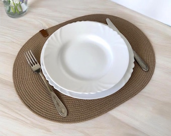 Oval Placemats, Cotton Rope Dining Table Mats, Colorful Dining Table Decor,  Placemats for Dining Table, Set of Oval Placemats