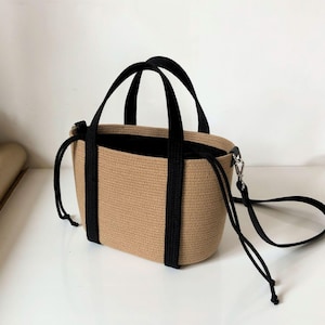 Sacs à bandoulière faits main, sac en corde de coton avec bandoulière, sac d'été, sac de plage, sac panier