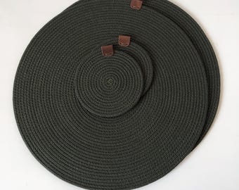Handmade Cotton Rope Placemats - 14 Inch Round Dining Table Decor, placemats for table setting, Round Placemats 35cm
