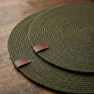 Sets de table en corde de coton faits main - Décoration de table à manger ronde de 35 cm, sets de table pour le dressage de table, sets de table ronds 35 cm