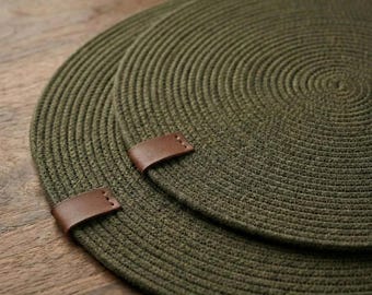 Handmade Cotton Rope Placemats - 14 Inch Round Dining Table Decor, placemats for table setting, Round Placemats 35cm