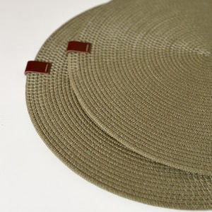 Olive Green Cotton Rope Placemat and Coaster Set, Colorful Centerpiece Table Runner
