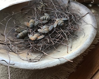Primitive-Blackened Beeswax-Bumble Bee-Bowl Fillers #209
