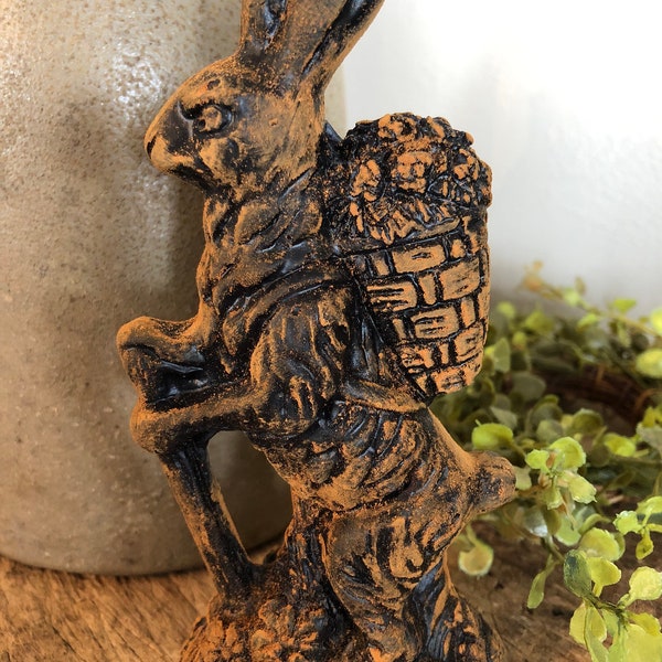 Blackened Beeswax Uncle Wiggly Bunny #039 ~Easter~Easter Bunny~Spring~Primitive~