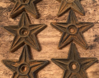 Blackened Beeswax Large Iron Stars #579 ~Architectural~Bowl Fillers~Primitive~Summer~Patriotic~